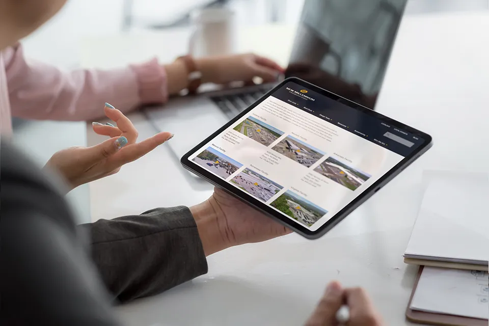 New Millennium location page on a tablet