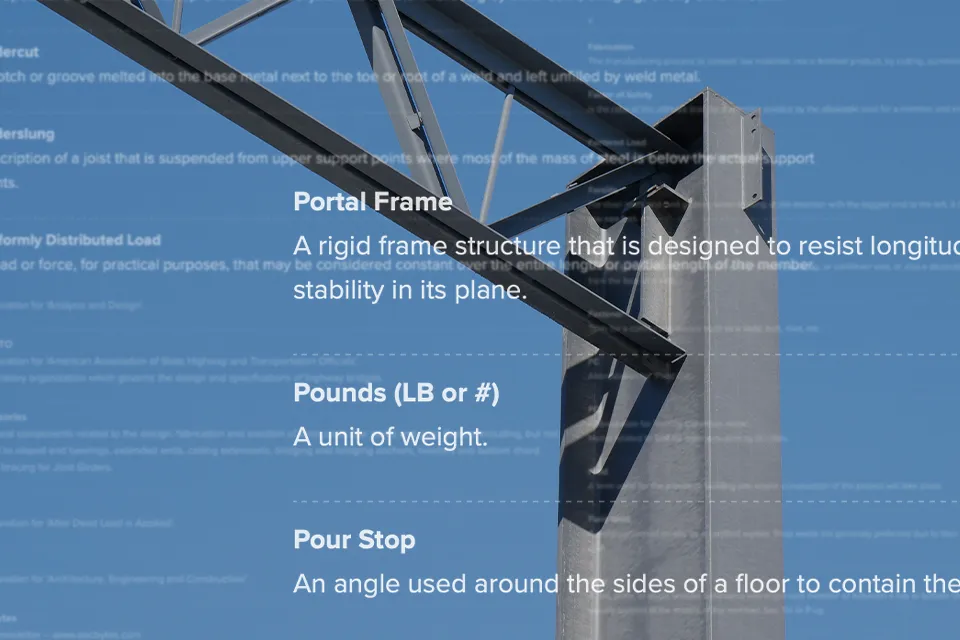 Industry terms ghosted over joist photo