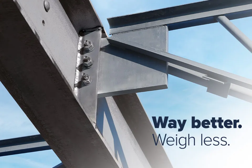 Flush-frame connections close up Way better. Weigh less.