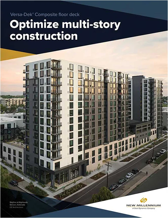 Optimize multi-story construction brochure cover. Versa-Dek® Composite floor deck