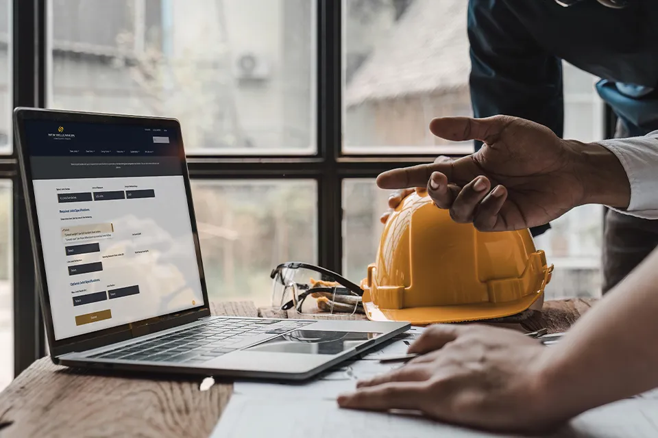 Engineer using standard joist tool on laptop