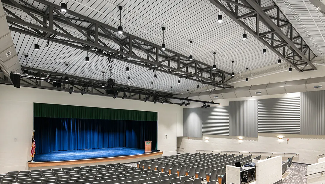 Steel deck in high school auditorium