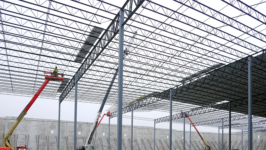 Steel joists construction site